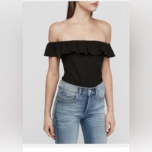 Express Off-Shoulder Black bodysuit Top. Size XS